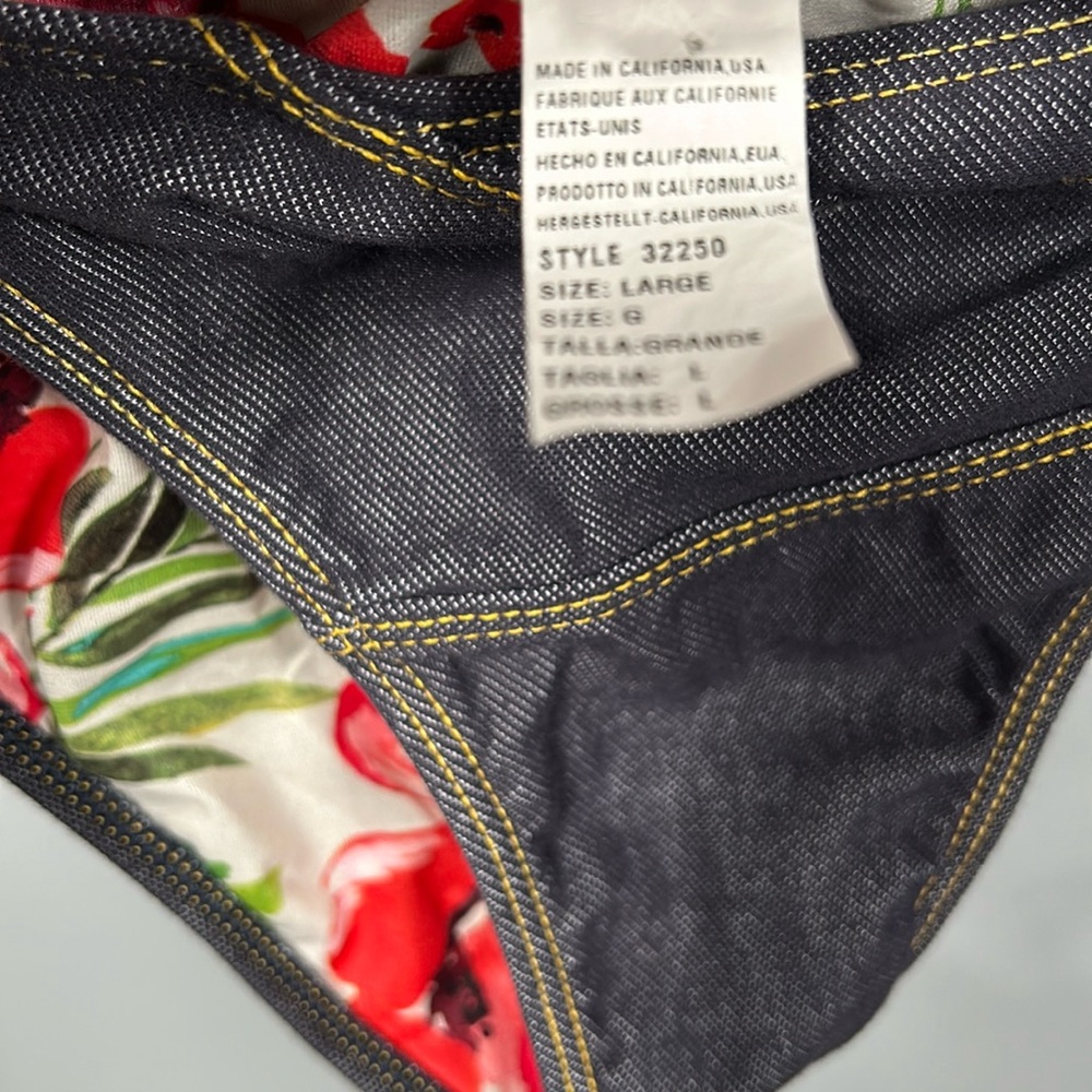 Guess Navy Soft Denim String Bikini Size Large - image 7